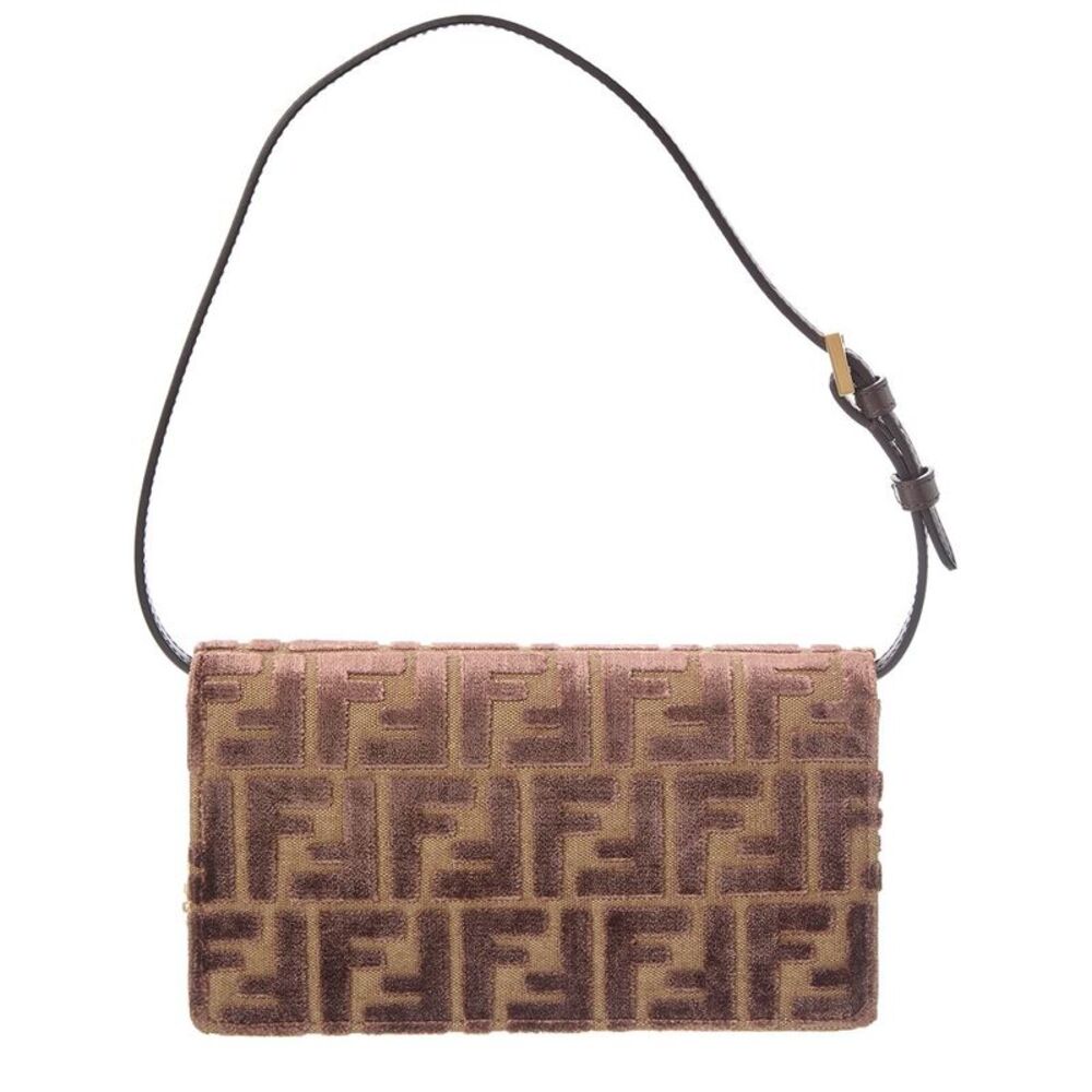 Fendi Baguette Ff Velvet & Leather Wallet On Chain - Picture 2 of 4